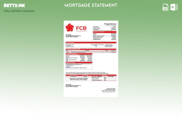 Модерен стил Киргистан Finance Credit Bank извод за хипотека Шаблон за Word и PD